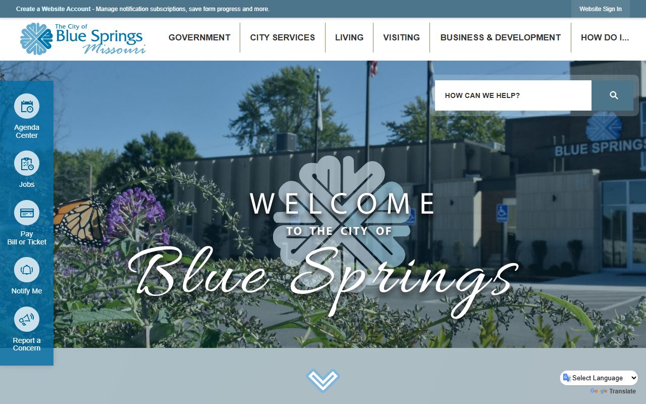 Blue Springs Missouri city website for people search records