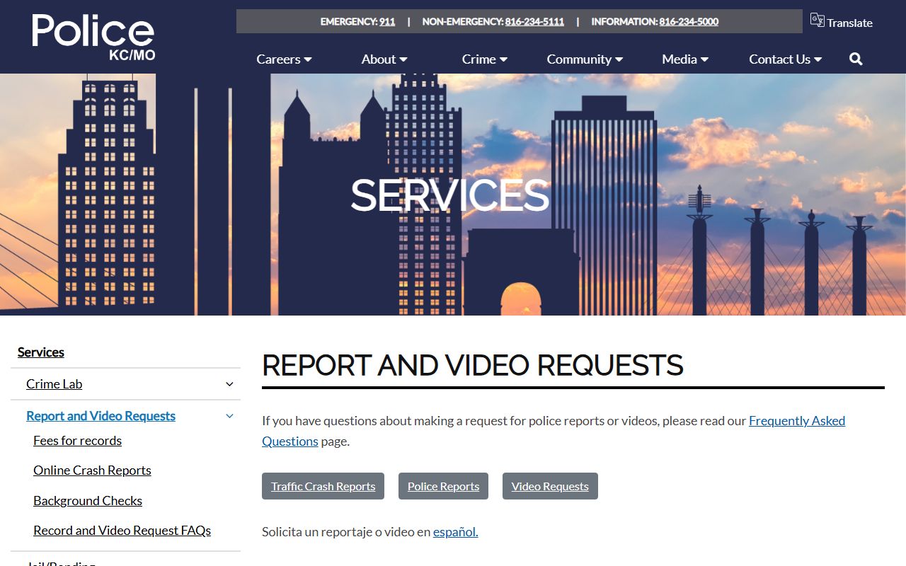 Kansas City people search police records request page