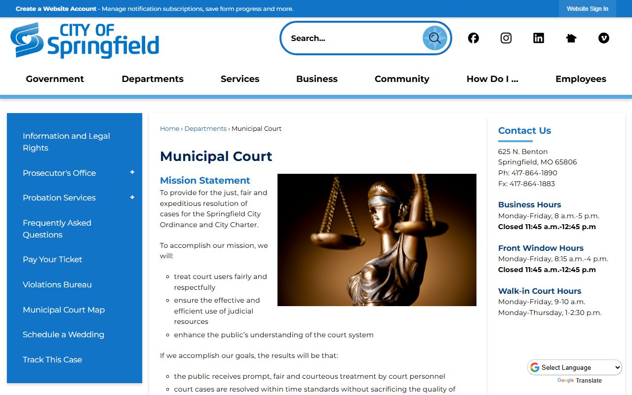 Springfield people search municipal court information page