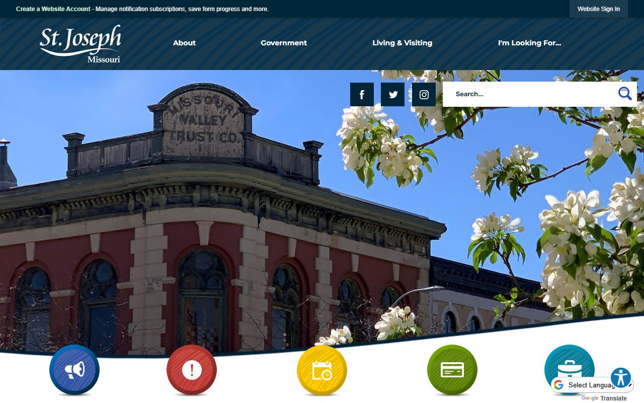 St. Joseph Missouri city website for people search records