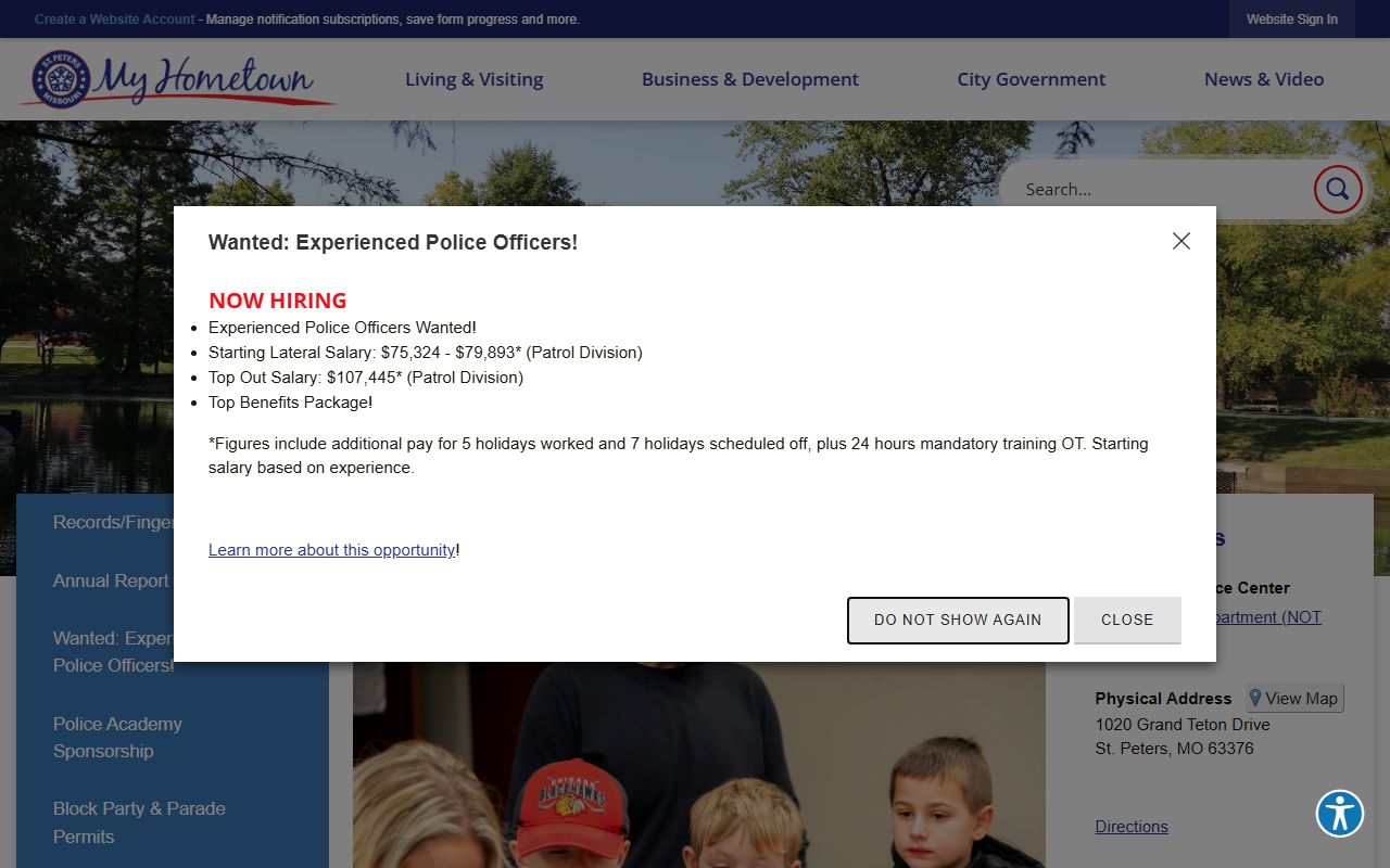 St. Peters Police Department records division for people search