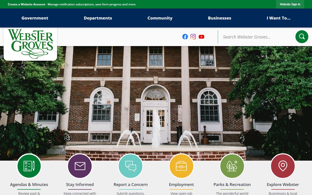 Webster Groves city website for people search resources