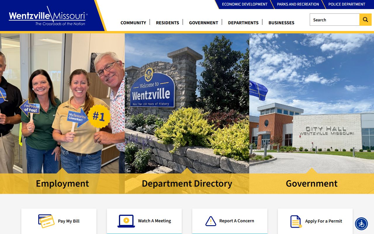 Wentzville city website for people search resources
