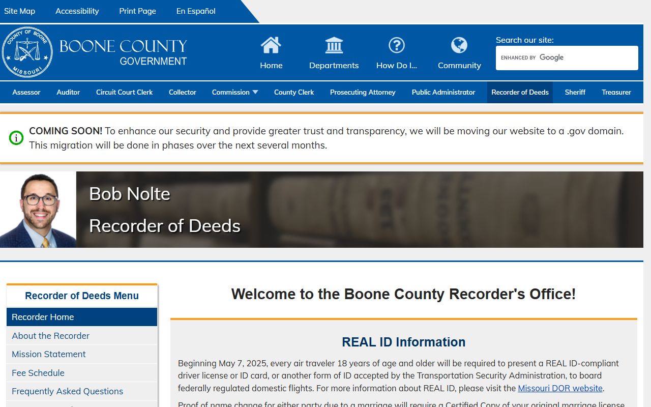 Boone County Recorder of Deeds people search portal