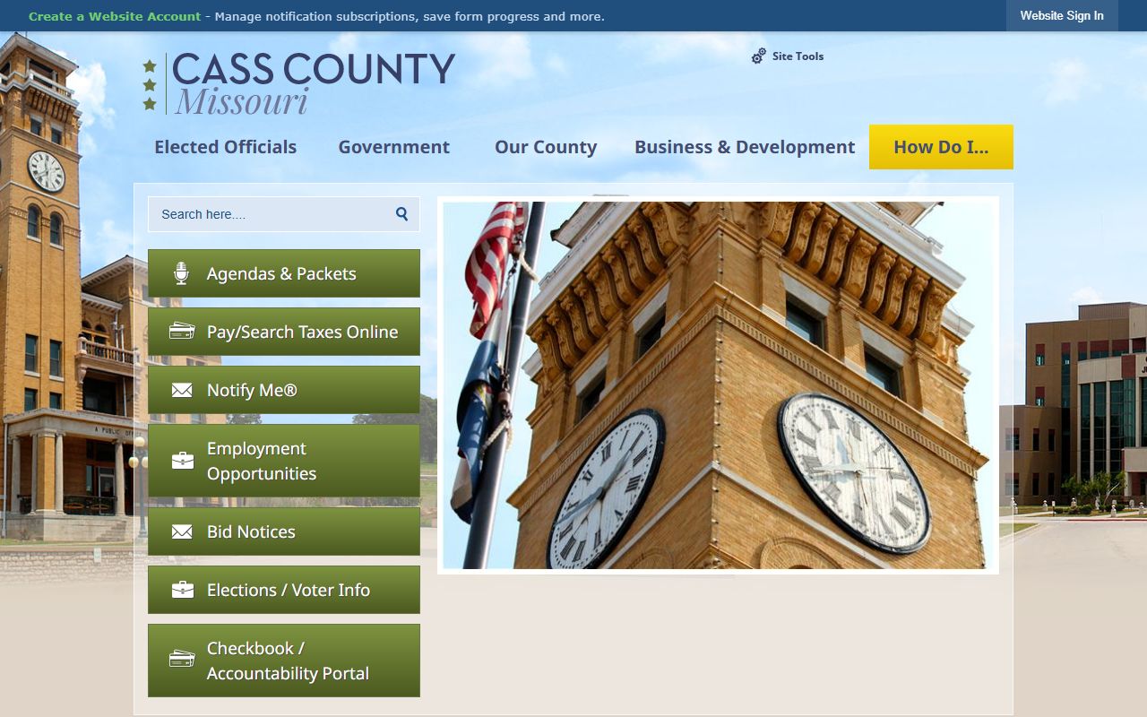 Cass County government website for people search records